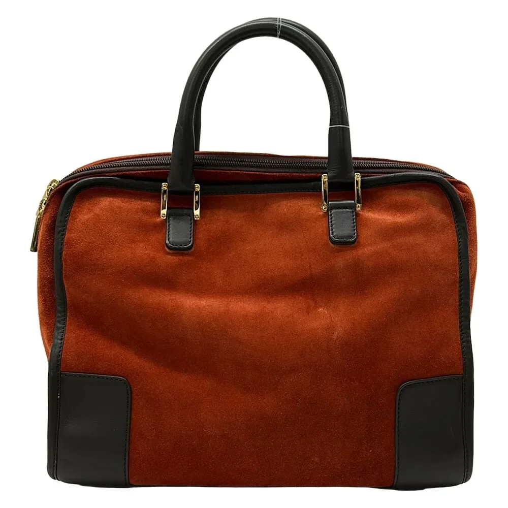 Loewe Amazona Handbag Brown Dark Brown Suede Leather